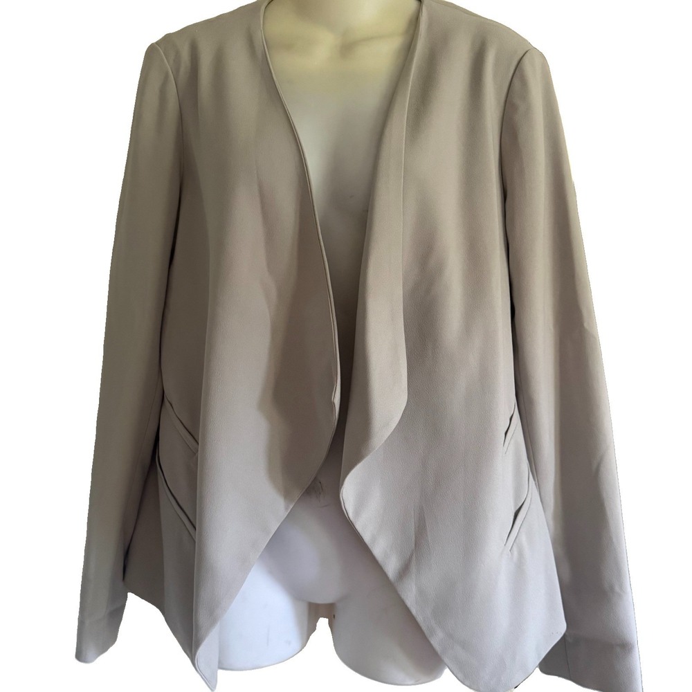 Willi Smith Women's Blazer S Drape Front Casual City Quiet Luxury Beige Office
